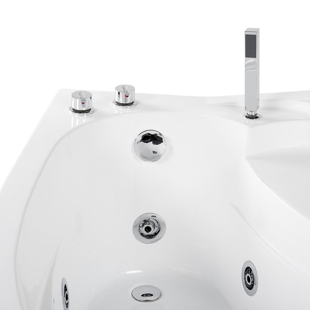 WHIRLPOOL-BADEWANNE mit LED 100x150x80 cm weiß Neiva - Weiß, Kunststoff (100/80/150cm) - Beliani