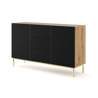 KOMMODE Artisan Eiche, Schwarz, Gold 150/87/42 - Schwarz, Holzwerkstoff (150/87/42cm) - RAUMHIRSCH FURNITURE