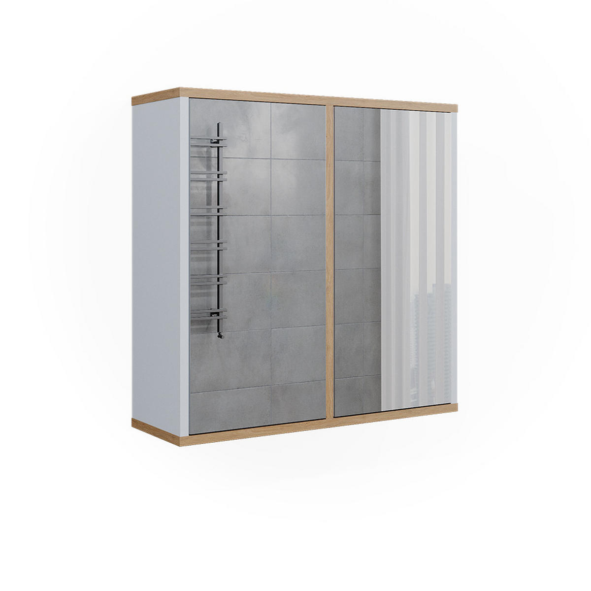 BADSPIEGELSCHRANK Didi Weiß/Artisan 60 x 60 cm mit zwei Spiegeltüren - Weiß/Eiche Artisan, Holzwerkstoff (60/60/20cm) - Vicco