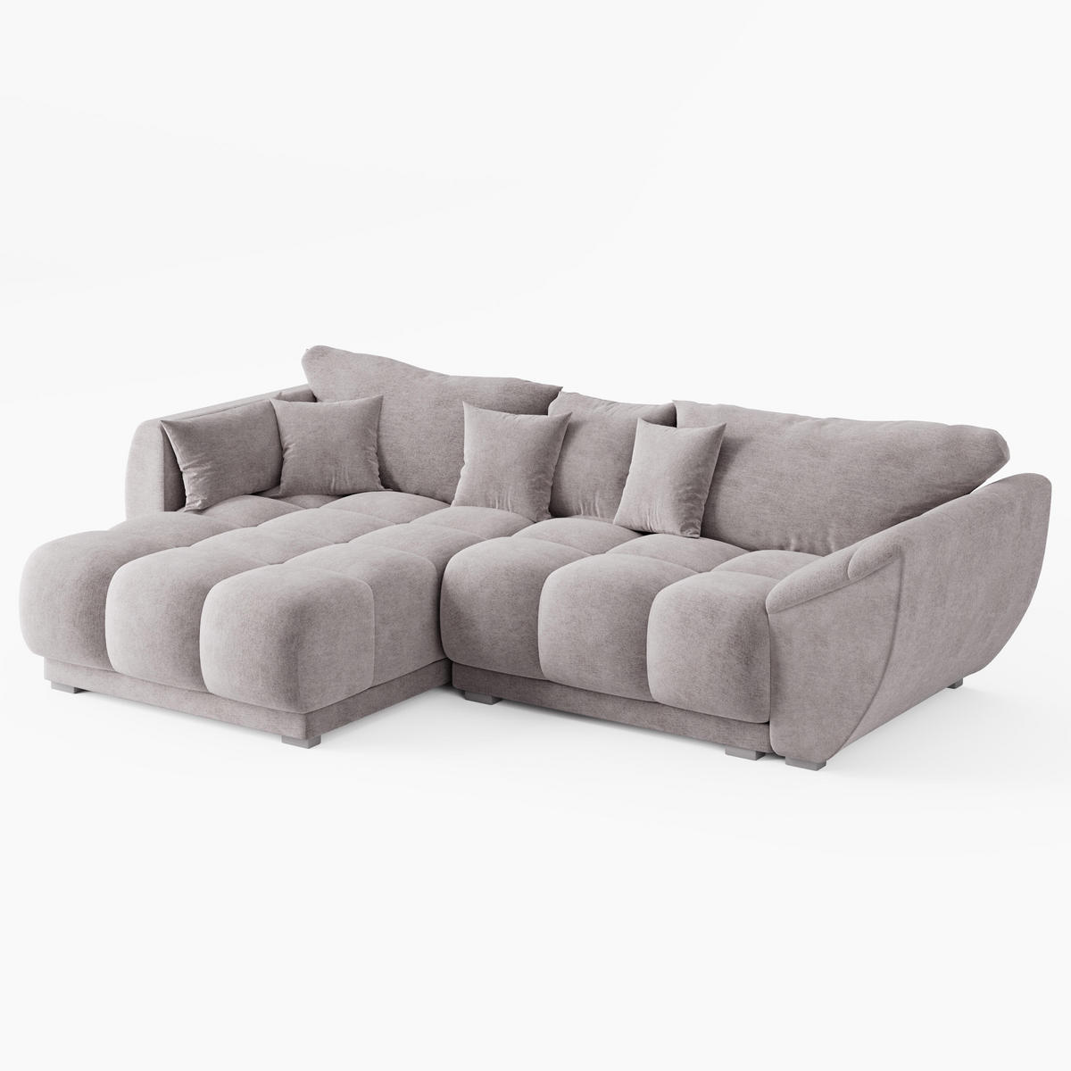 ECKSOFA LARGO Links Blau Velours Premium L-Form Couch mit Schlaffunktion & Bettkasten - Blau/Schwarz, Holz (180/285cm) - Barchello