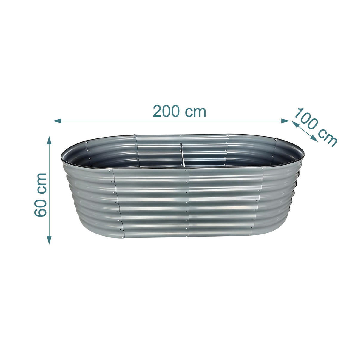 HOCHBEET - Grau, Metall (200/60/100cm) - Relaxdays