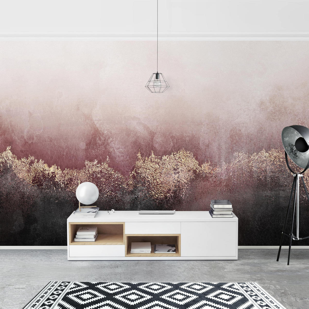 FOTOTAPETE Goldene Dämmerung Rosa 432/290 cm - Rosa, Papier (432/290cm) - Bilderwelten