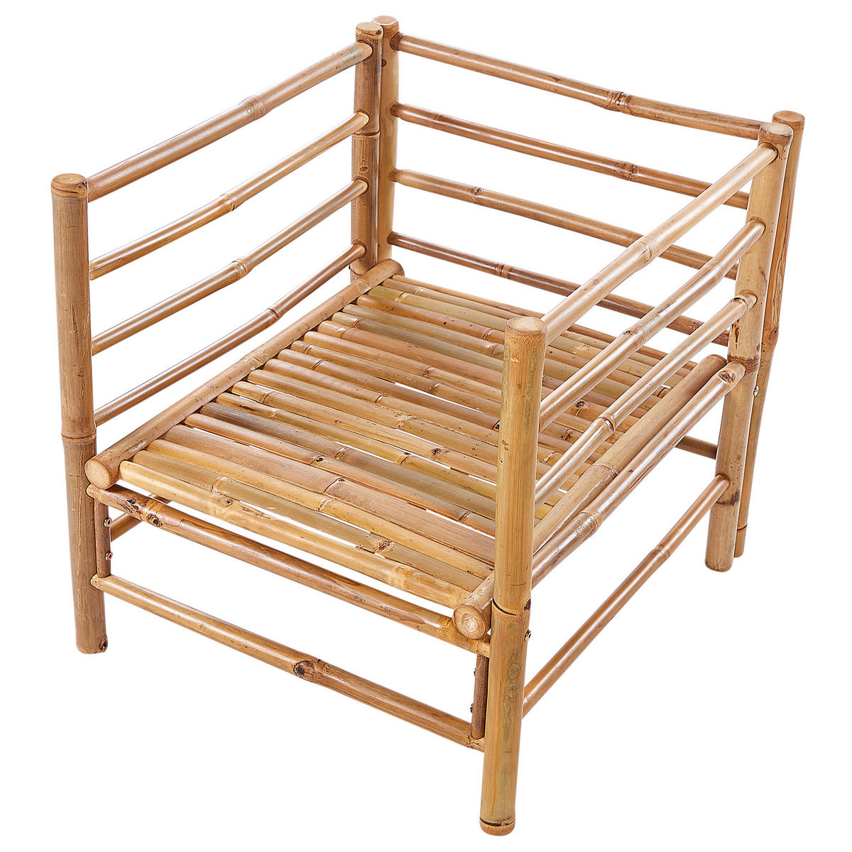 LOUNGE SET 5-Sitzer Bambusholz hellbraun 4-teilig Auflagen cremeweiß Cerreto - Creme, Holz - Beliani