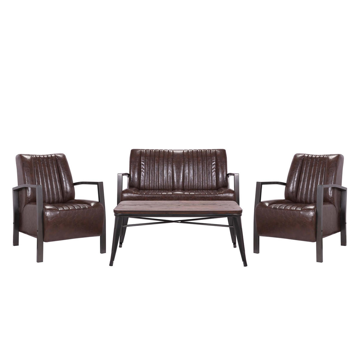 WOHNZIMMER-SET Braun, Schwarz - Schwarz/Braun, Textil (127/86/72cm) - MCW