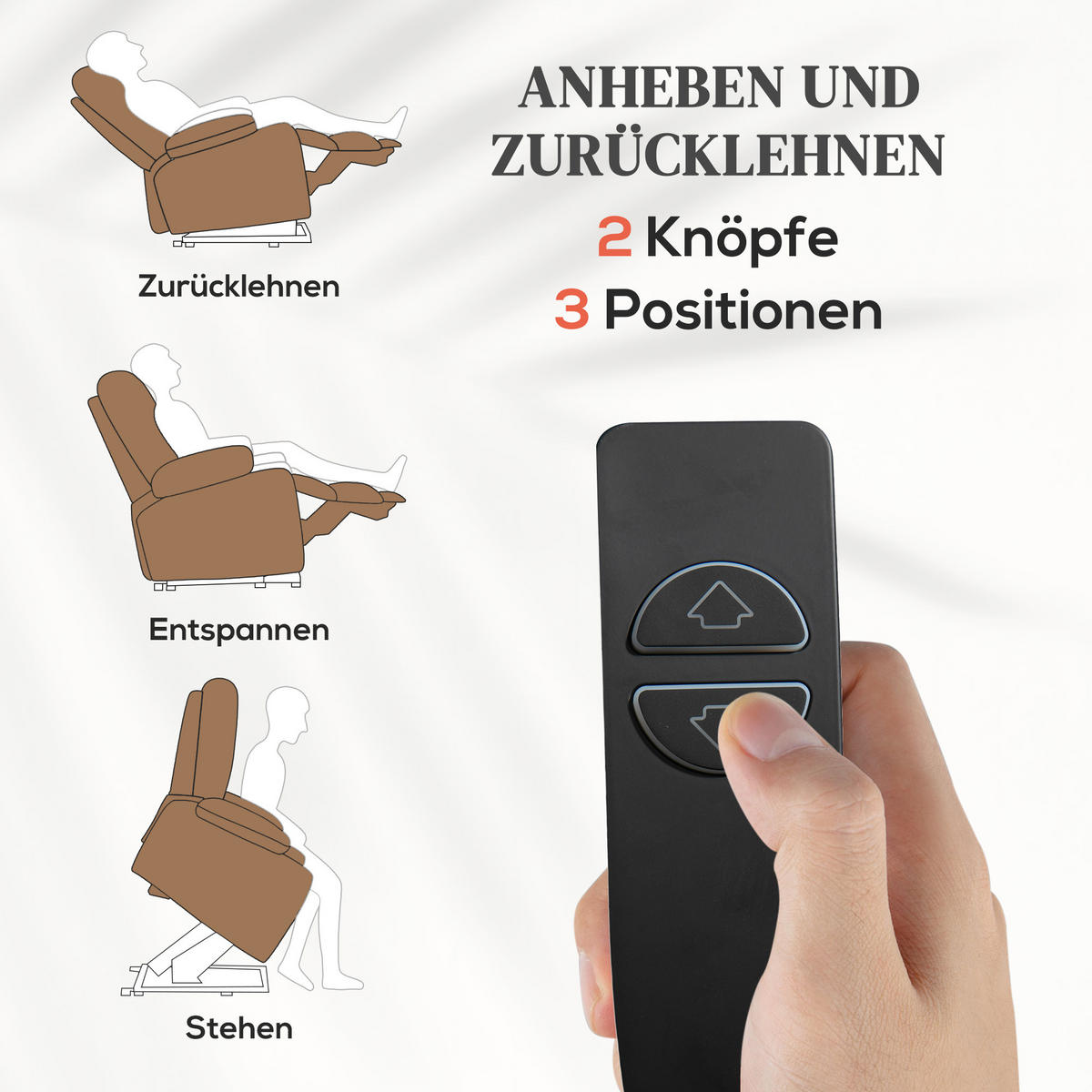 FERNSEHSESSEL mit Aufstehhilfe, Braun - Braun, Kunststoff (95/109/91cm) - HOMCOM