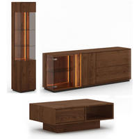 WOHNZIMMER-SET Collodi Wildeiche Tabak (3tlg) - Türanschlag links - Wildeiche/Eichefarben, Holz (318/205/70cm) - Feldmann-Wohnen