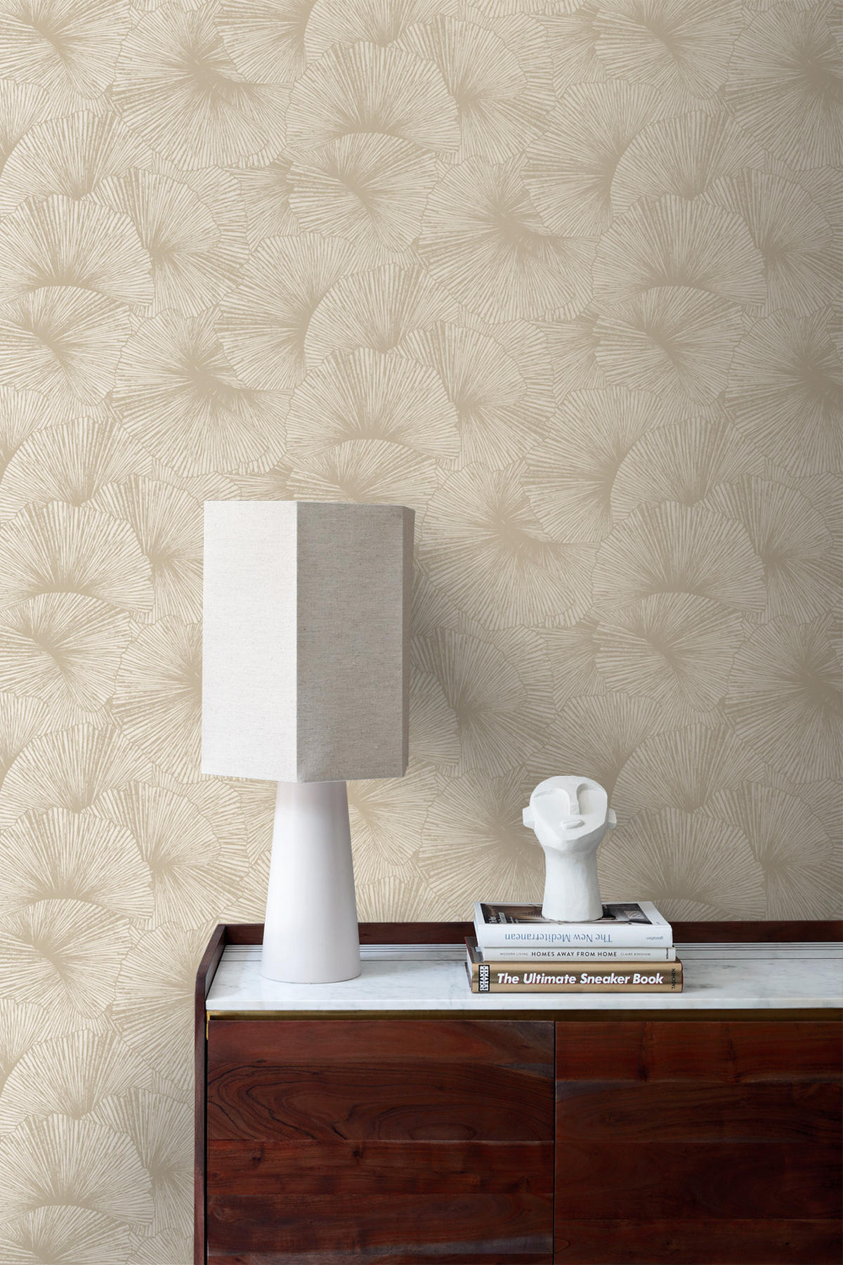 TAPETE 3D Muster Blätter 53 cm x 10.05 m - Beige, Papier (53/1000cm) - Origin Wallcoverings
