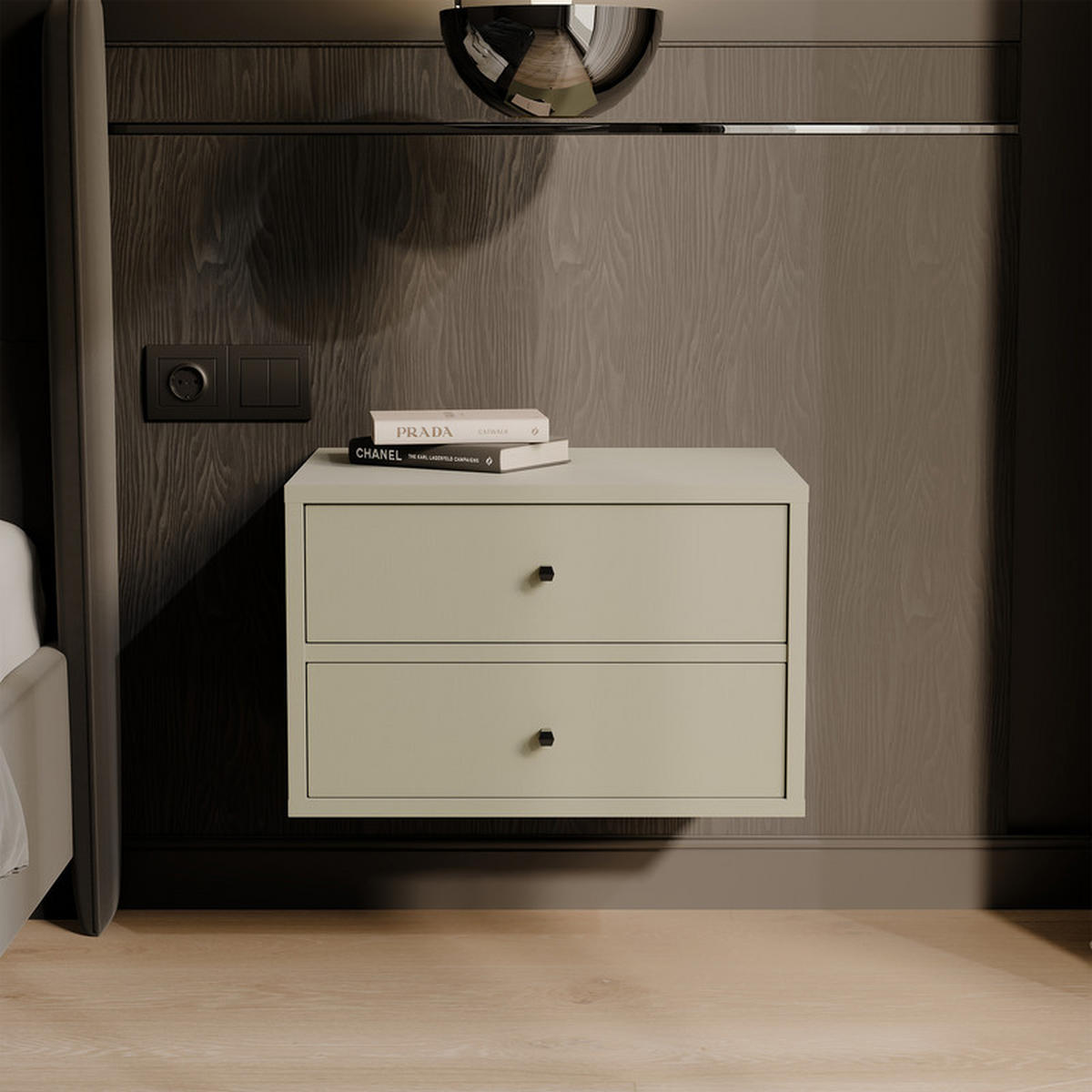 NACHTSCHRANK FLOW 52/41/35 cm Eukalyptus - Hellgrün, Holzwerkstoff/Metall (52/35/41cm) - Idohome