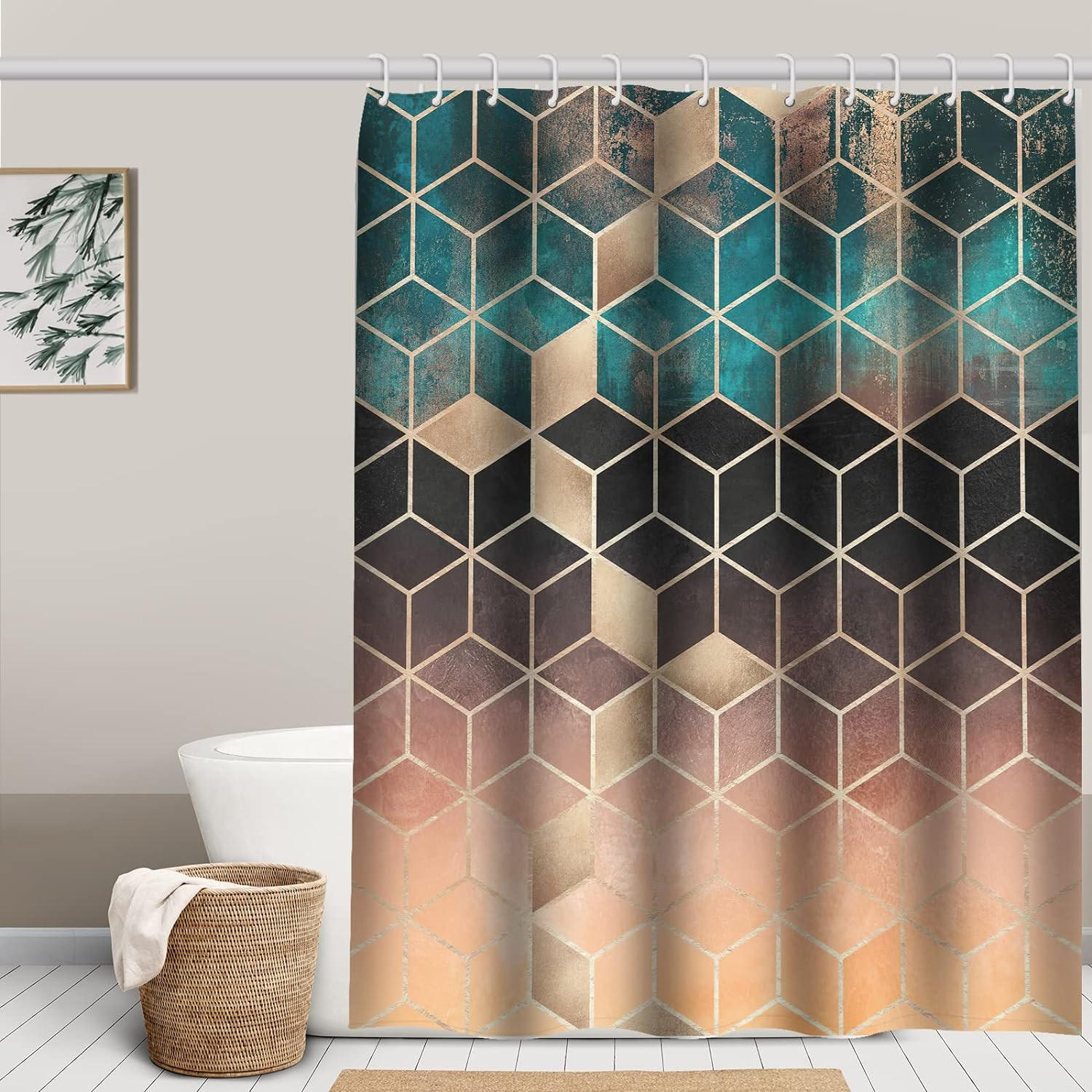 DUSCHVORHANG 180 x 180 cm 100% Polyester für Badewanne und Badezimmer waschbar schimmelresistent antibakteriell - Multicolor, Textil (180/180cm) - MCBOSON
