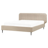 BETT mit Lattenrost 160/200 cm Taupe Brin - Taupe/Schwarz, Textil (160/200cm) - Beliani