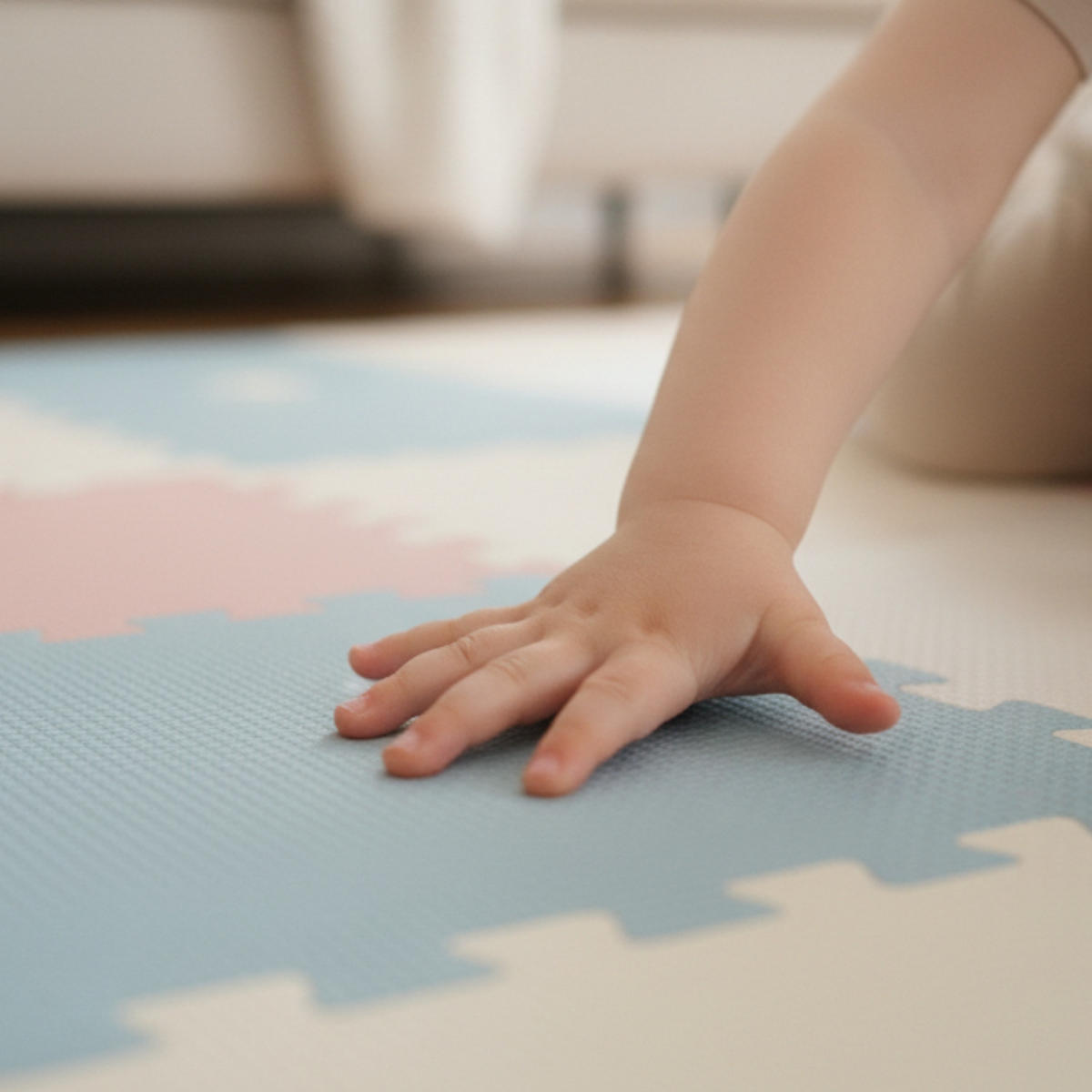 SPIELMATTE ab Null - 360/120/1 cm Puzzlematte Rosa/Beige/Weiß/Graublau - Multicolor, Kunststoff (30/30cm) - Littletom