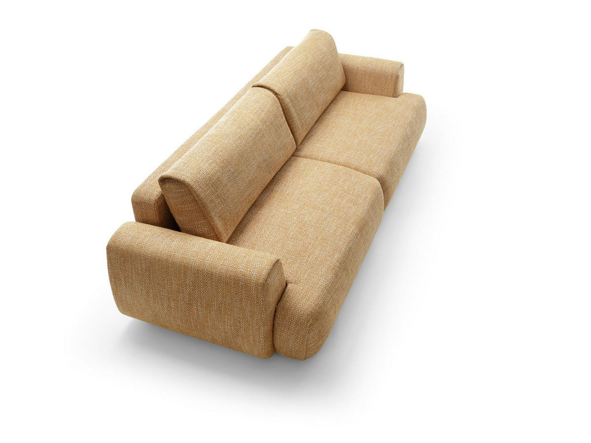 SOFA Morena Gelb, mit Schlaffunktion, Zweisitzer Sofa - Gelb, Holzwerkstoff/Textil (260/81/106cm) - Bettso