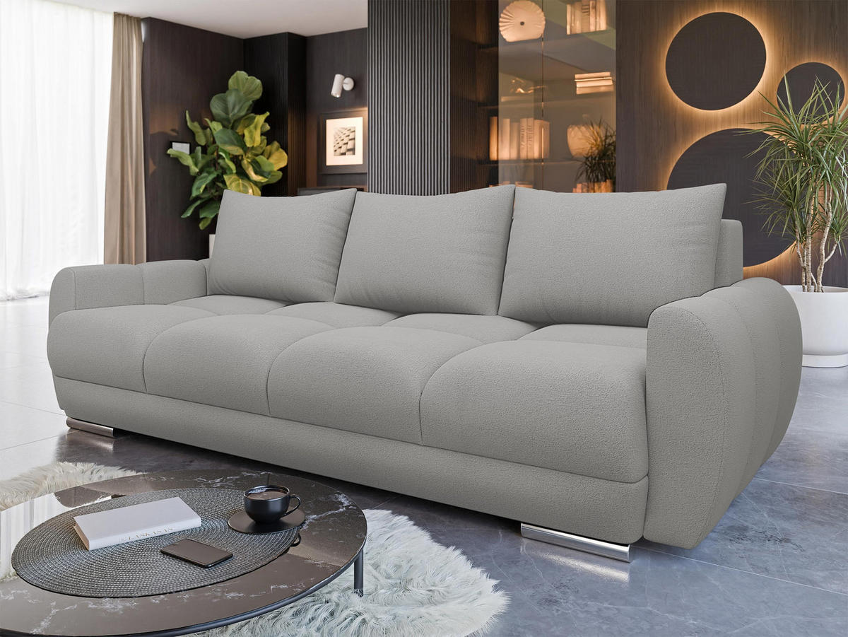 SCHLAFSOFA Logo 3 - Silberfarben/Hellgrau, Holz/Kunststoff (234/89/97cm) - MIRJAN24