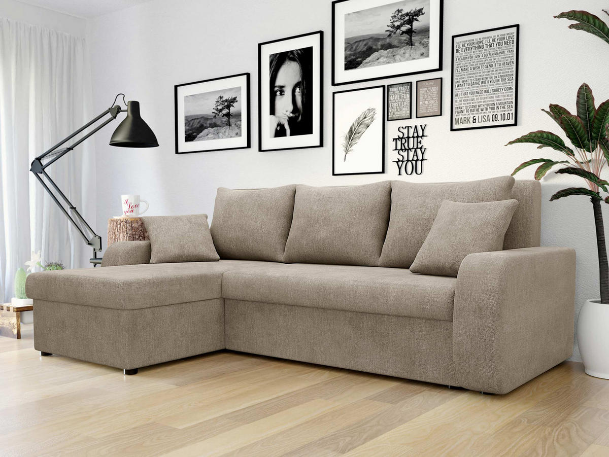 ECKSOFA Kris Lux - Taupe/Schwarz, Holz/Kunststoff (238/147cm) - MIRJAN24
