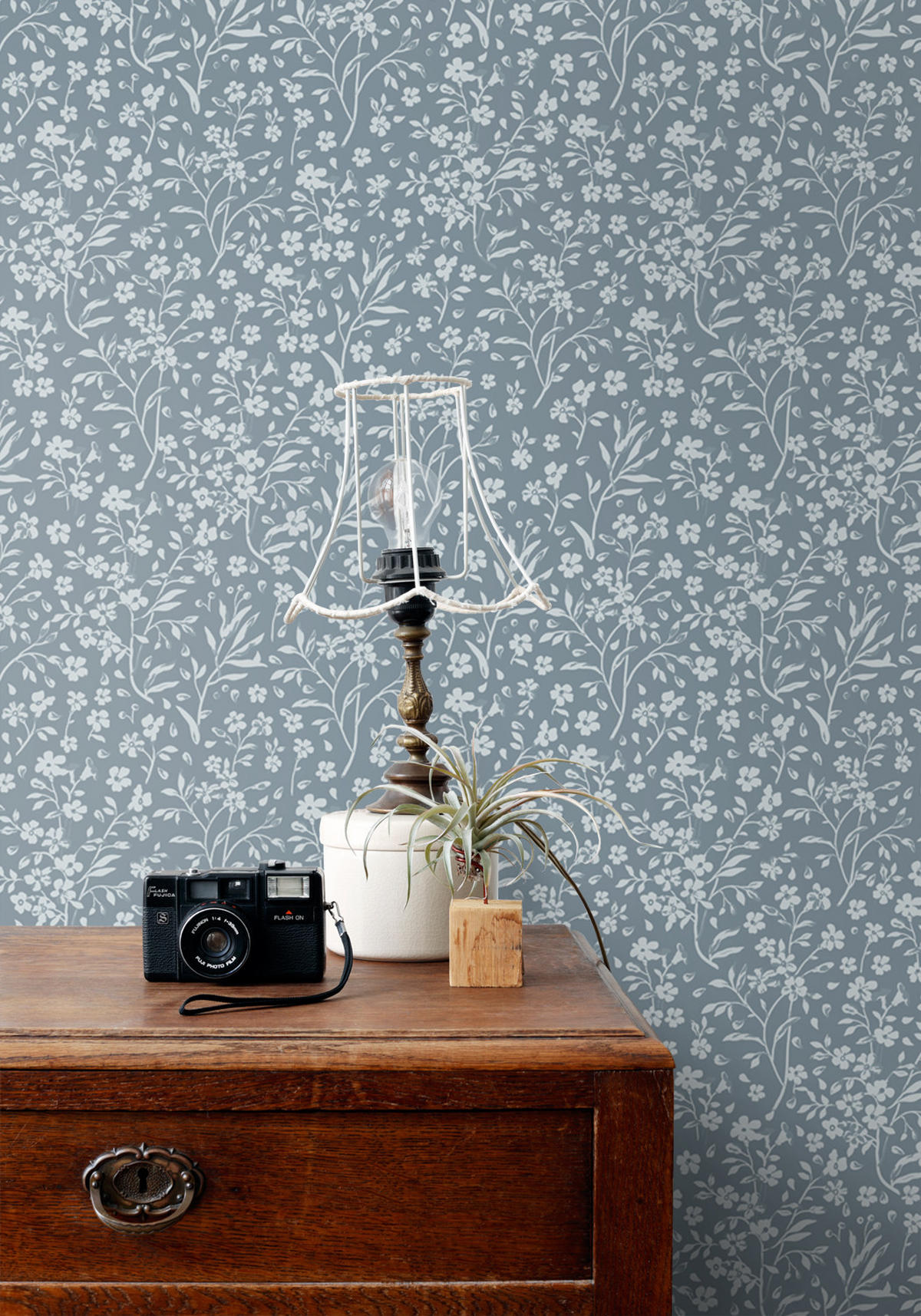TAPETE Blumen 53 cm x 10.05 m - Blau, Papier (53/0.1cm) - ESTAhome