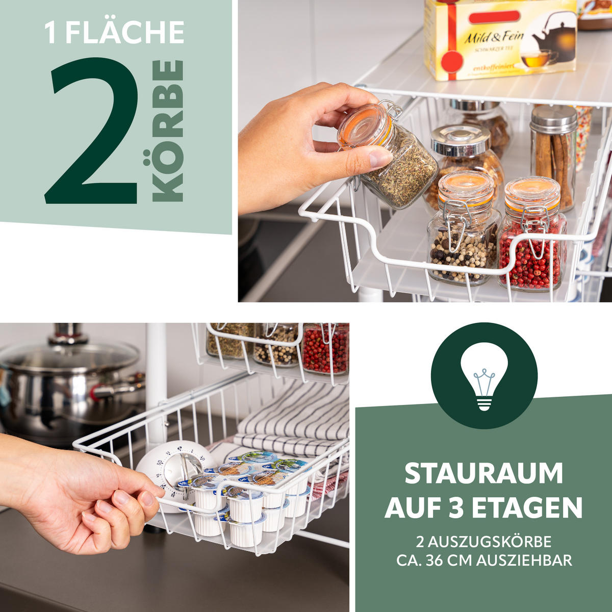 SCHUBLADENREGAL, weiß, Metall, Kunststoff - Weiß, Metall (27.5/31/42.5cm) - bremermann