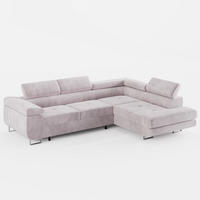ECKSOFA VEMO EDGE Rechts Hellrosa Velour-Stoff mit Bettkasten und Schlaffunktion - Pink, Textil (270/200cm) - Barchello