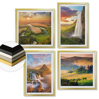 WANDBILDER 4er Set - 50x50 cm & 40x60 cm Goldrahmen - Italienische Sonnenuntergänge - Goldfarben, Kunststoff (50/50cm) - ArtPrintCave