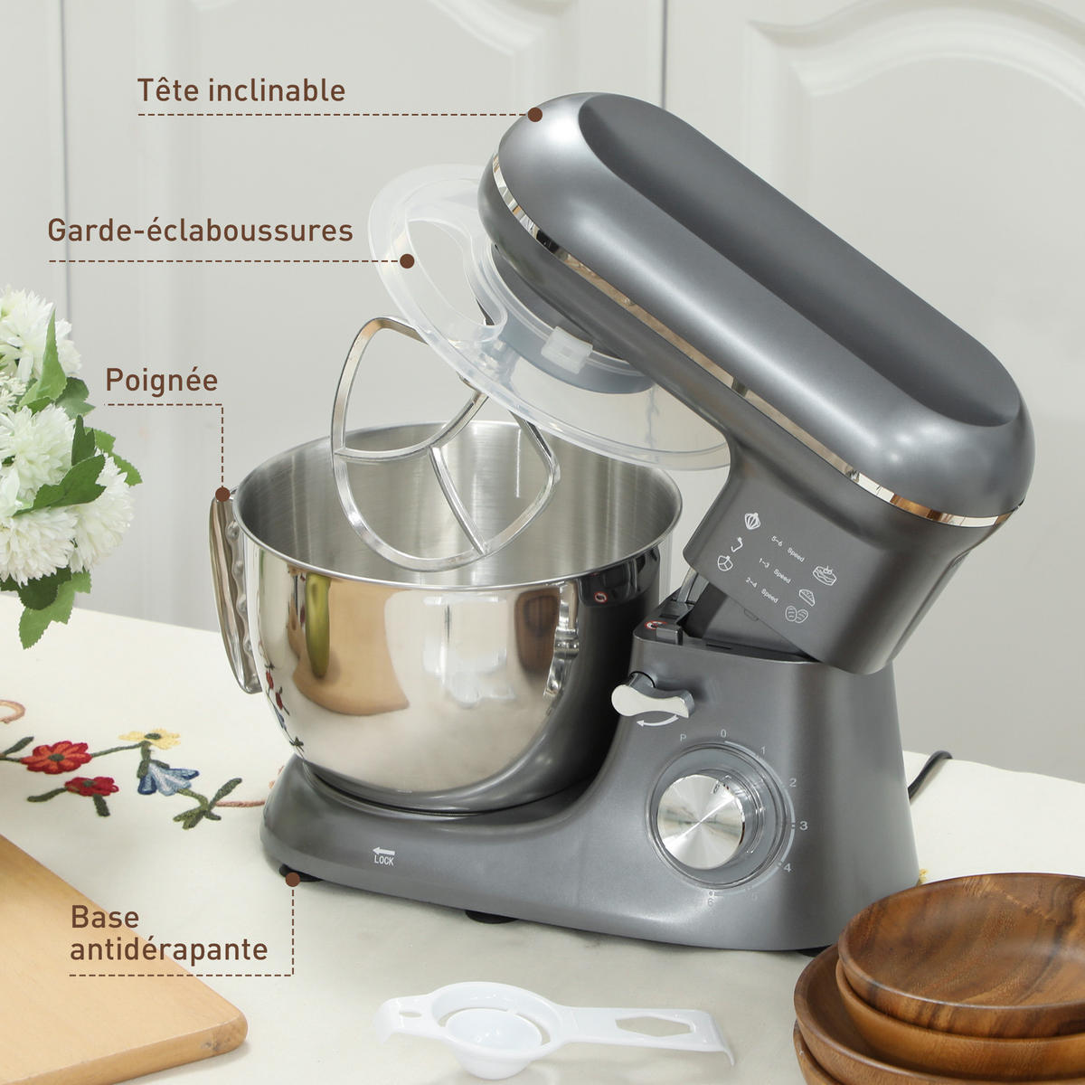 KÜCHENMASCHINE DE-17491 Silber - Silberfarben, Metall (22/29/35cm) - ComfortXL