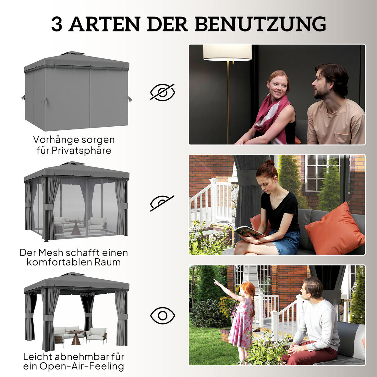 PAVILLON Metall Dunkelgrau - Dunkelgrau, Metall (296/265/296cm) - Outsunny