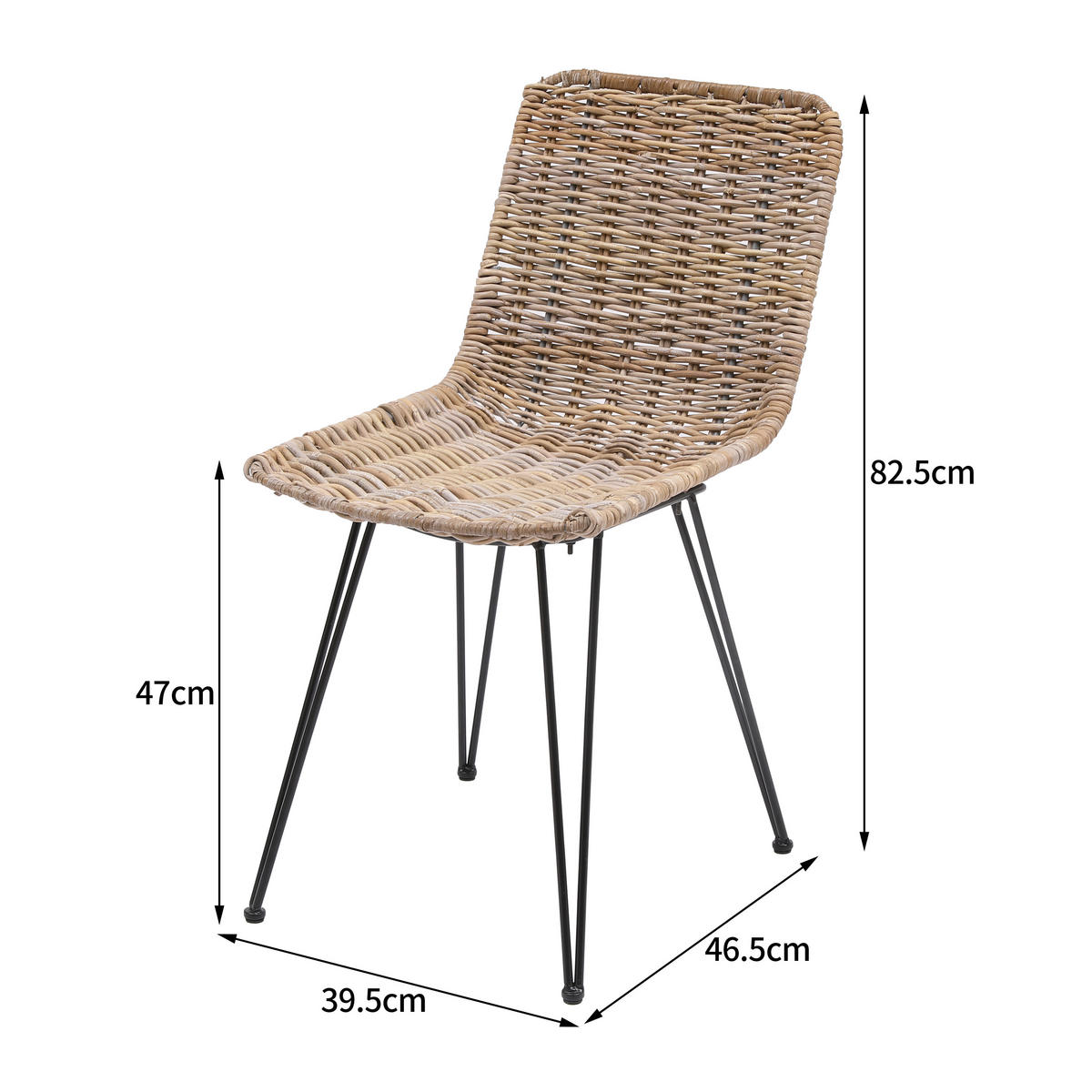 STUHL 2er-Set Rattan Braun - Braun, Holz (40/82/47cm) - Nordlys