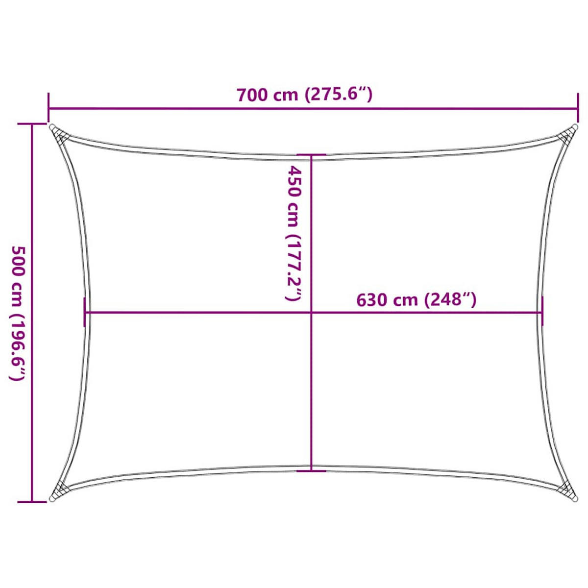 SONNENSEGEL 160 G/M² Weiss 5/7 M Hdpe - Weiß, Kunststoff (700/500cm) - vidaXL