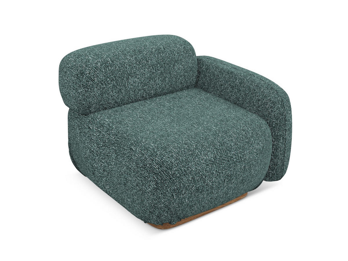 SOFAELEMENT Rechts Strukturstoff Stoff Blau - Blau/Blaugrau, Holz/Textil (95/73/95cm) - Makamii