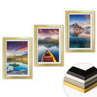 WANDBILDER 3er Set - 20x30 cm Goldrahmen - Seen, Berge, Boote, Frieden - Goldfarben, Kunststoff (20/30cm) - ArtPrintCave