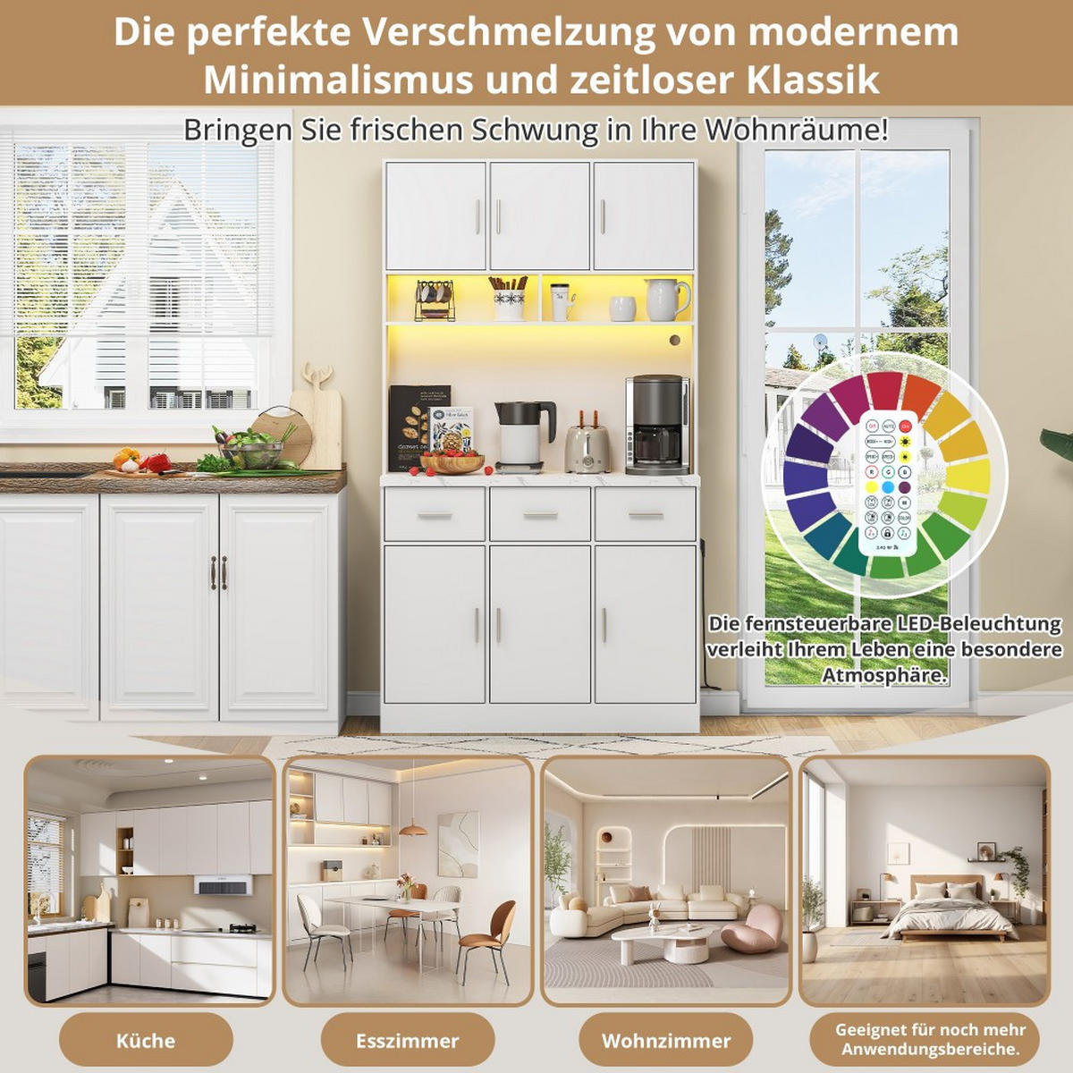 BUFFET 100x40x180cm in Weiße - Weiß, Holz (40/180/100cm) - KOMHTOM