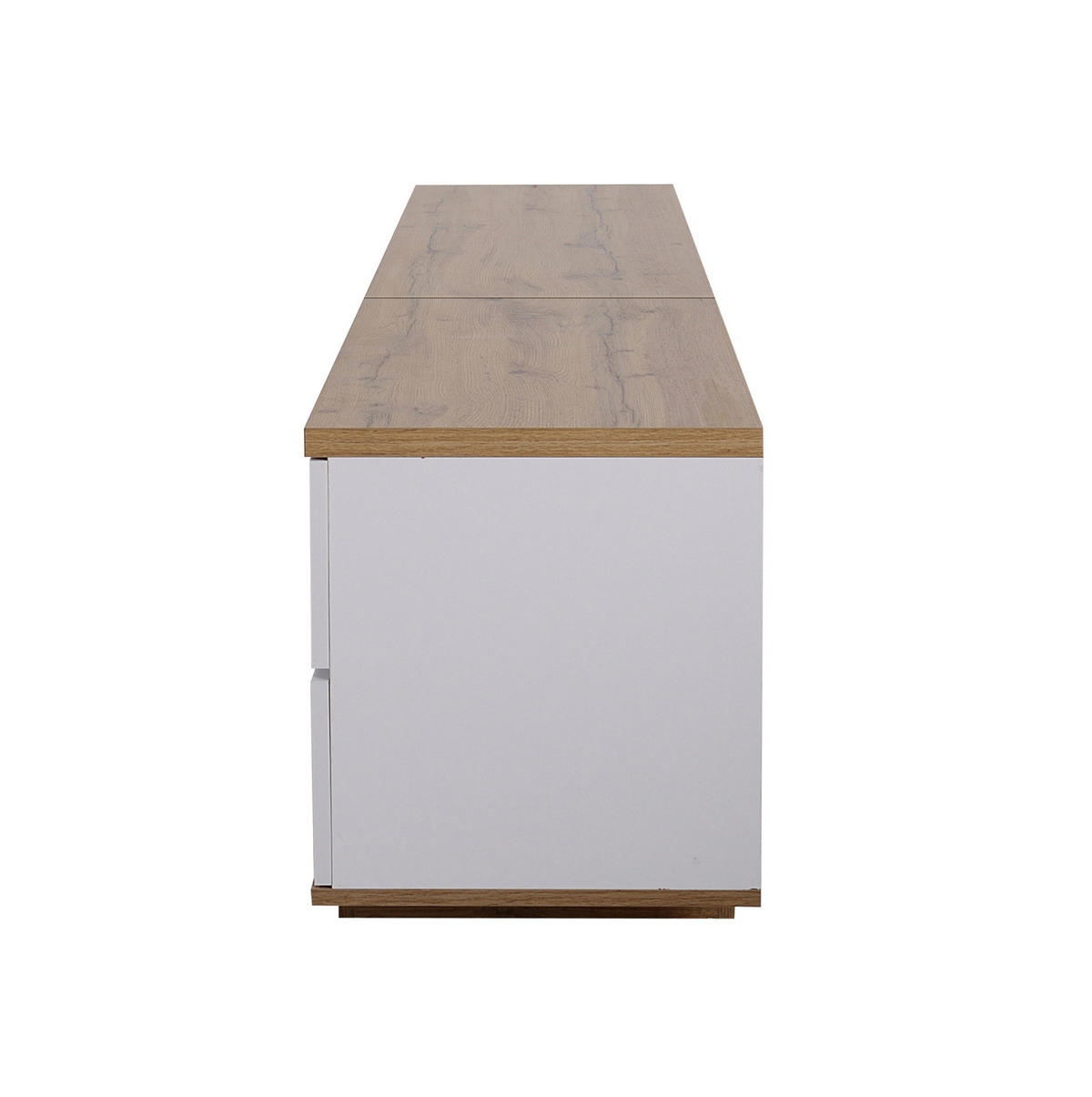 LOWBOARD 180/46/38 cm in Weiß und Holzoptik mit 5 Türen und offenen Fächern - Weiß, Holzwerkstoff (180/46/38cm) - Flora Grace