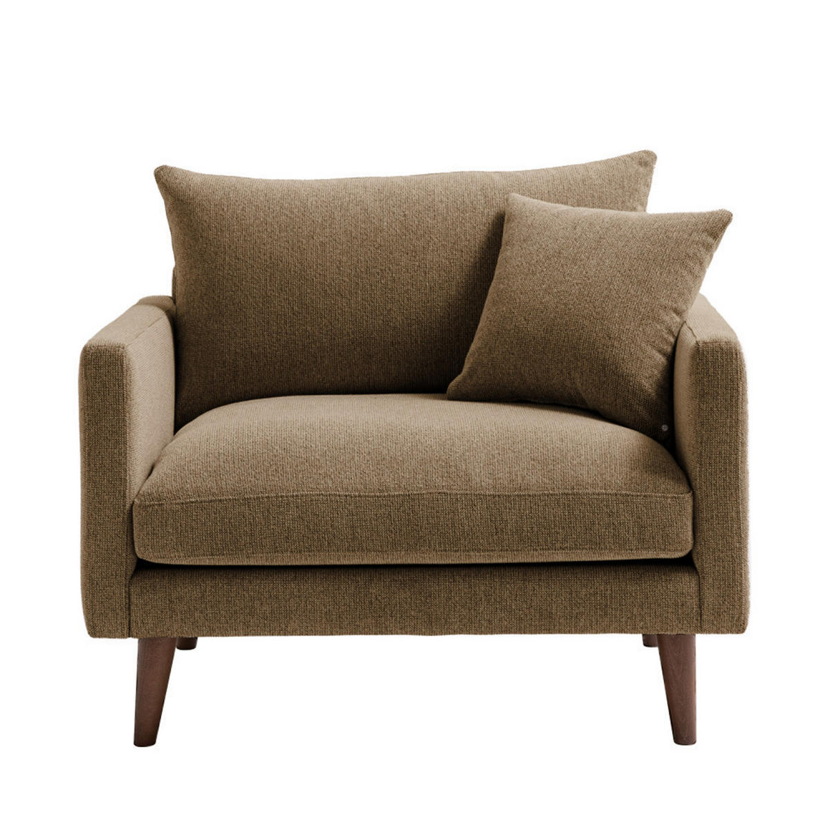 XL-STUHL aus Stoff mit Füßen aus dunklem Holz - VILLABON - Karamell - Bernsteinfarben, Textil (108/86/95cm) - Drawer