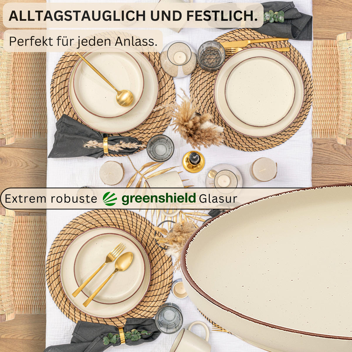 DESSERTTELLER BOMBAY BEACH - 4 teilig aus Steingut - Creme, Stein (20.5cm) - Sänger
