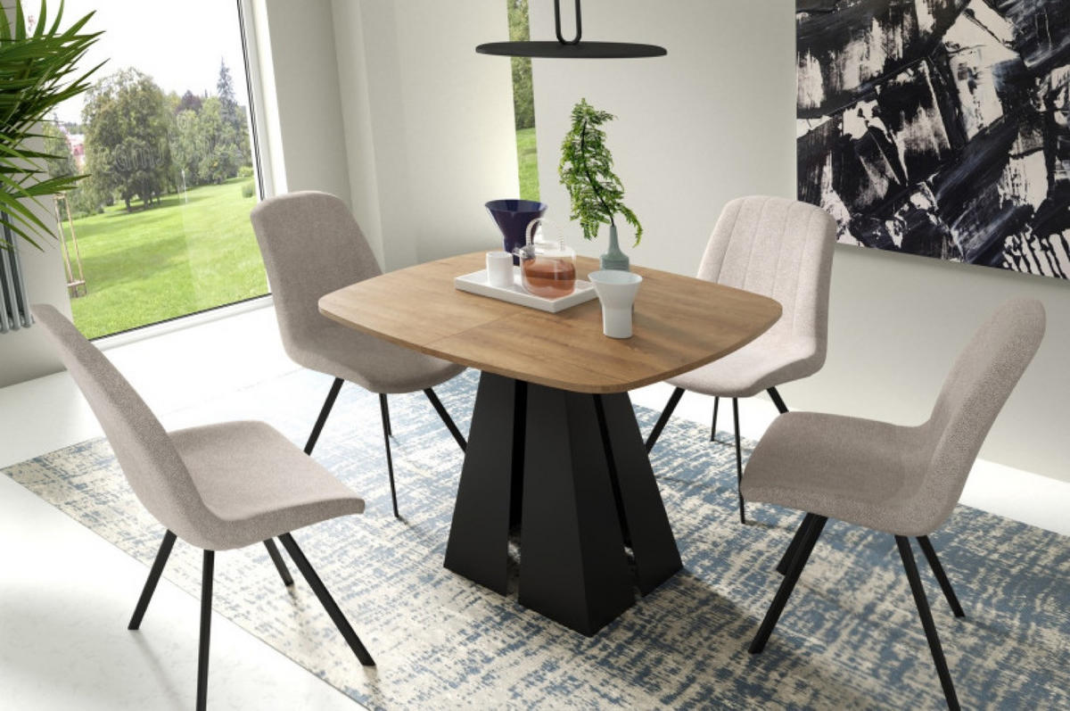 TISCH Schwarz Figo Ausziehbar - Schwarz, Holzwerkstoff (120/120/76cm) - Sepro Meble