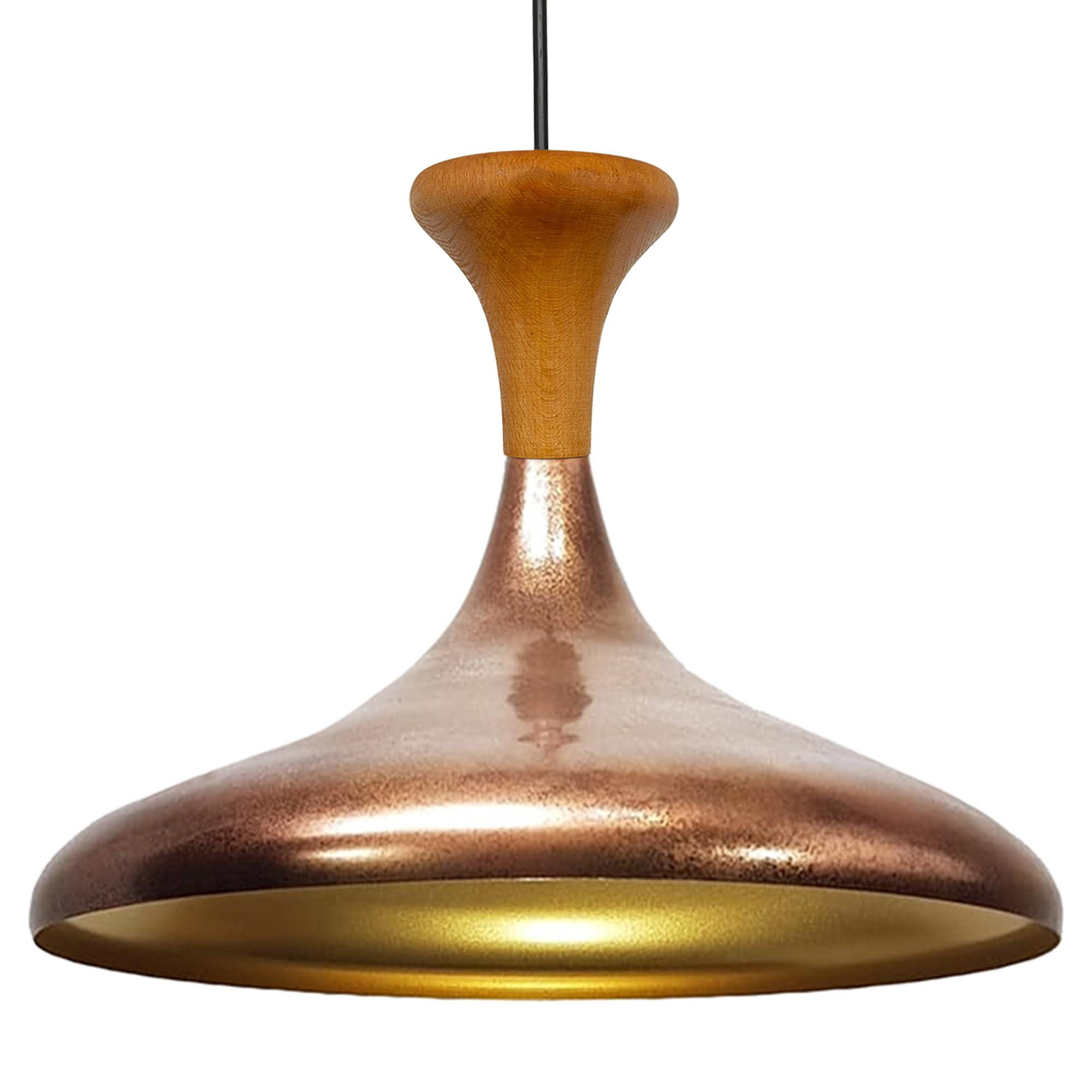 PENDELLEUCHTE Champion Pilz-Holz 35/29 cm - Goldfarben/Kupferfarben, Holz/Metall (35/29cm) - Bamyum
