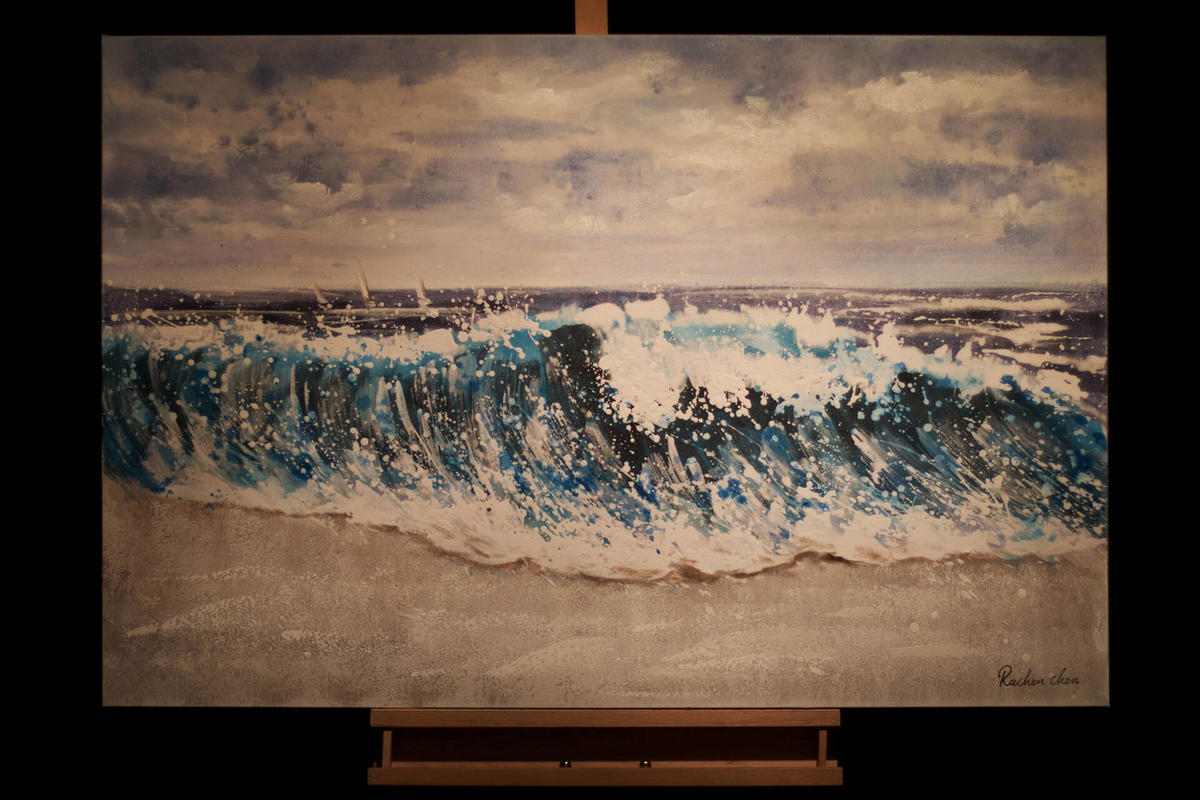 ACRYLBILD HANDGEMALT 120/80 cm - Blau, Holz/Textil (120/80cm) - KUNSTLOFT