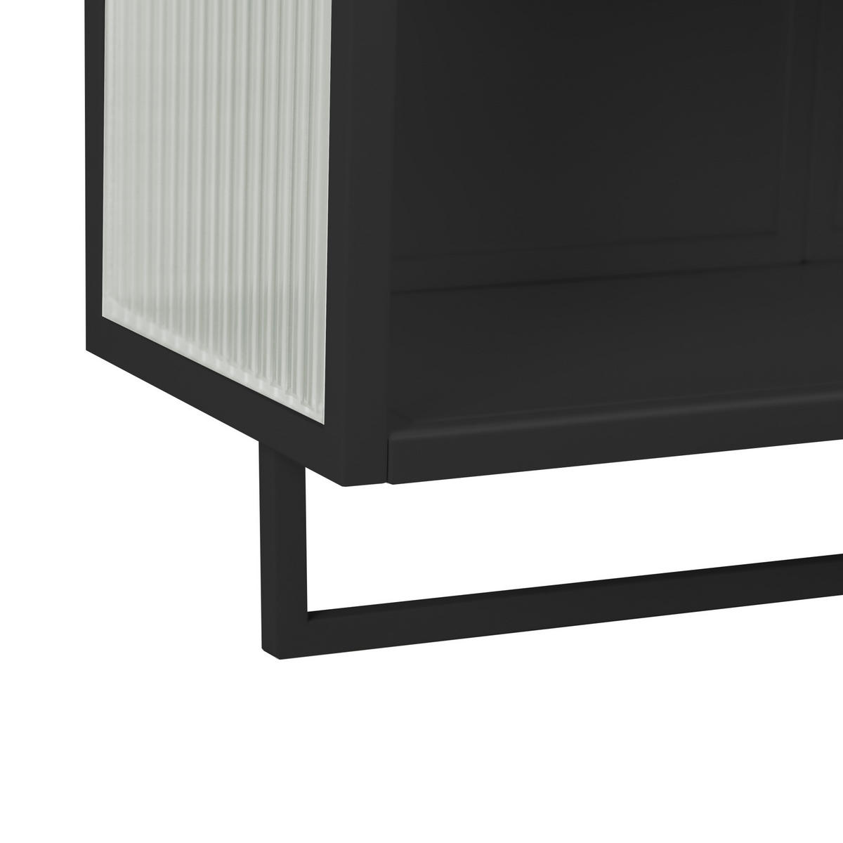 KÜCHENOBERSCHRANK 60/23/78 cm mit 2 Glastüren, offener Ablage und Handtuchhalter aus Glas und Metall, Schwarz - Schwarz, Glas (60/78/23cm) - Redom