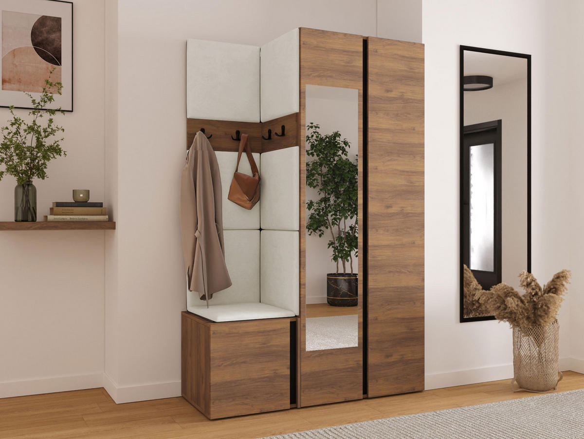 MOBILIER PENTRU HOL Orion XXVI - bej/culoare lemn de nuc, material plastic/compozit lemnos (116/186/46cm) - MIRJAN24