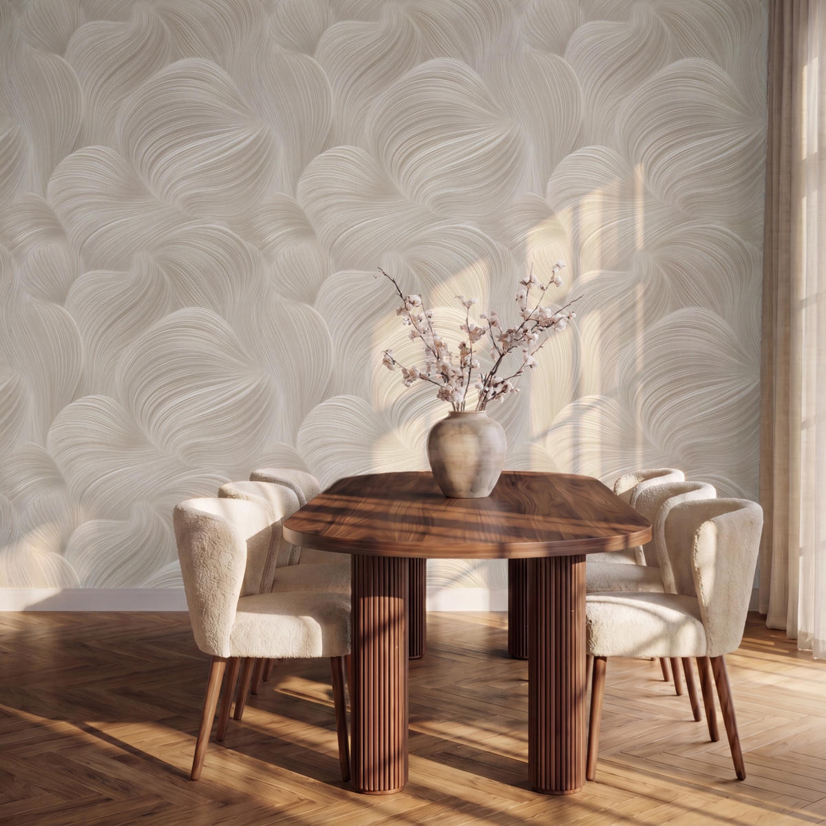 TAPETE - Lines - Ventilator - Beige - 350x260 cm - Creme, Papier (350/260cm) - OnlyWow