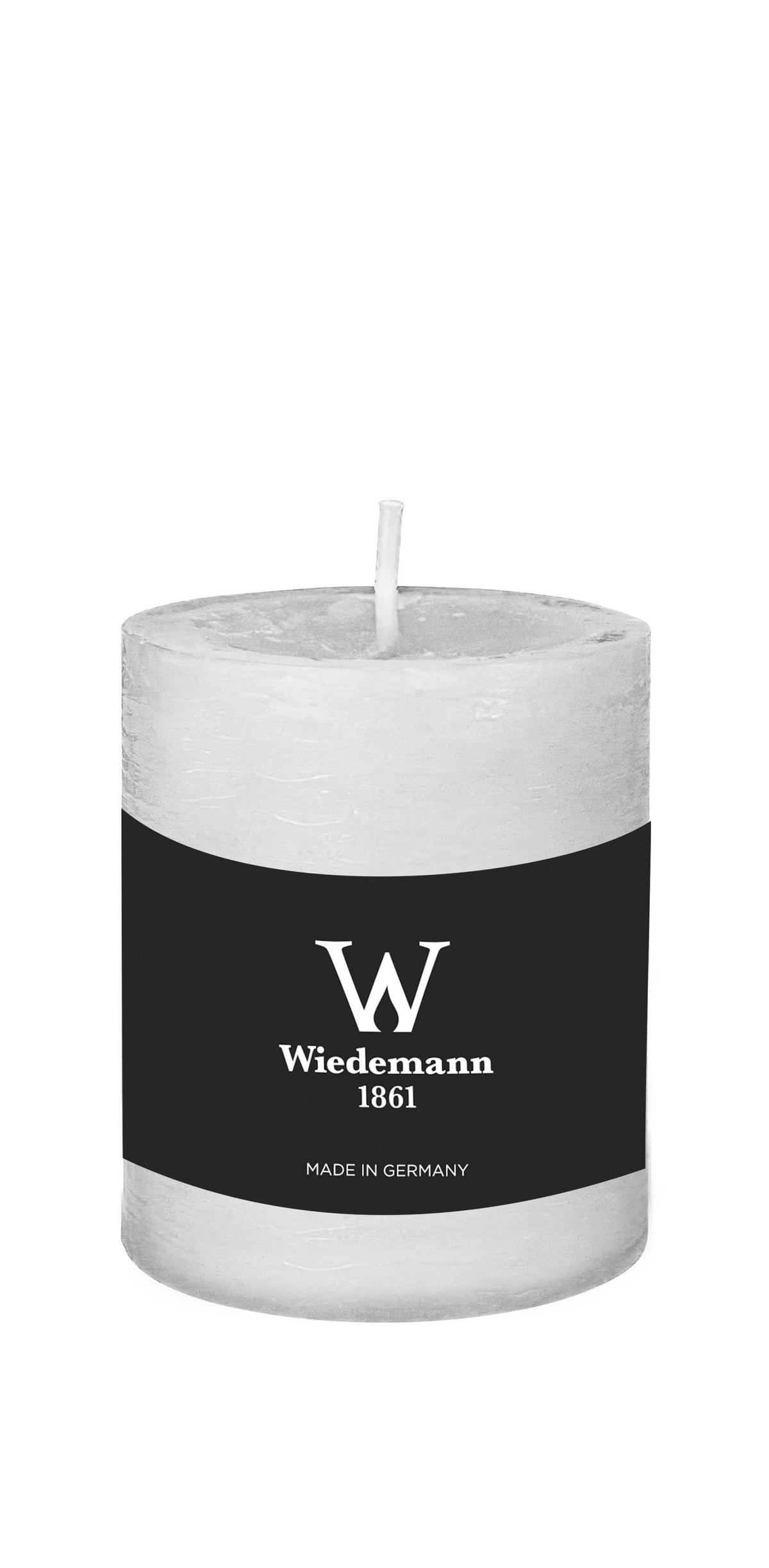 STUMPENKERZE Rustik Marble Style Weiß 80 x Ø 68 mm - Weiß, Paraffin (8cm) - Wiedemann Kerzen