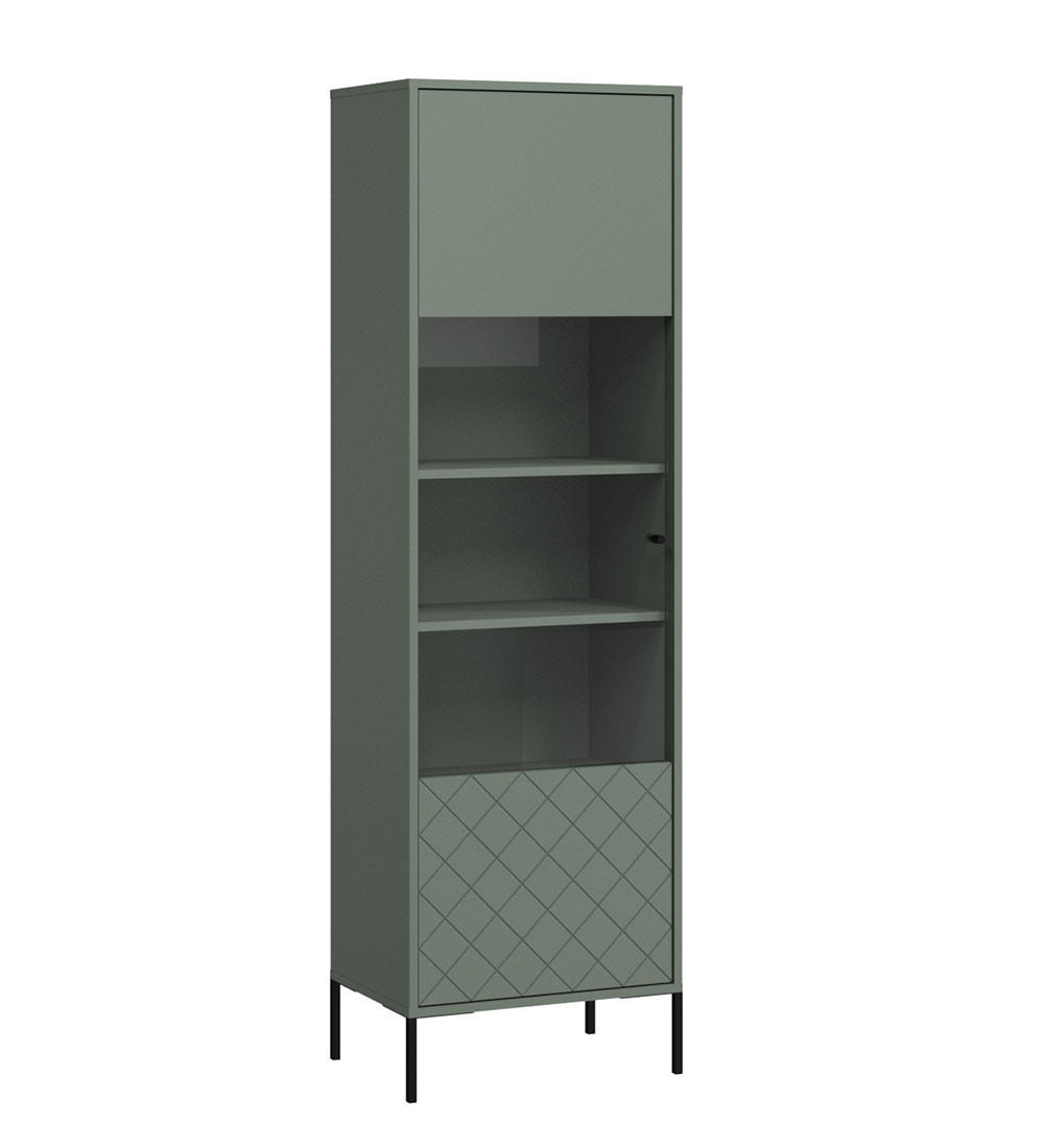 VITRINE Vitoria grün schwarz 54 / 38 / 180cm - Schwarz/Grün, Holz/Holzwerkstoff (54/180/38cm) - Feldmann-Wohnen