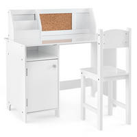 KINDERSCHREIBTISCH mit Stuhl weiß(2-tlg) - Weiß, Holzwerkstoff (90/85.5/45cm) - COSTWAY