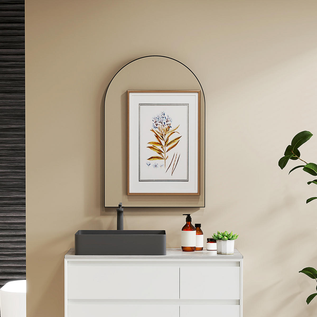 WANDSPIEGEL Schwarz 60/3/90 cm - Schwarz, Glas (60/90/3cm) - PANGIVO