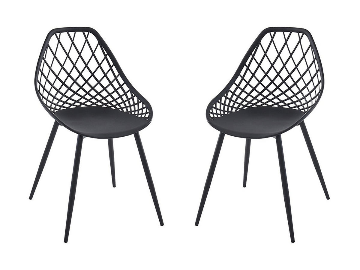 GARTENSTUHL - 54.5cm x 49cm - Polypropylen - schwarz - MALAGA - Schwarz, Metall (54.5/84/49cm) - Vente-Unique