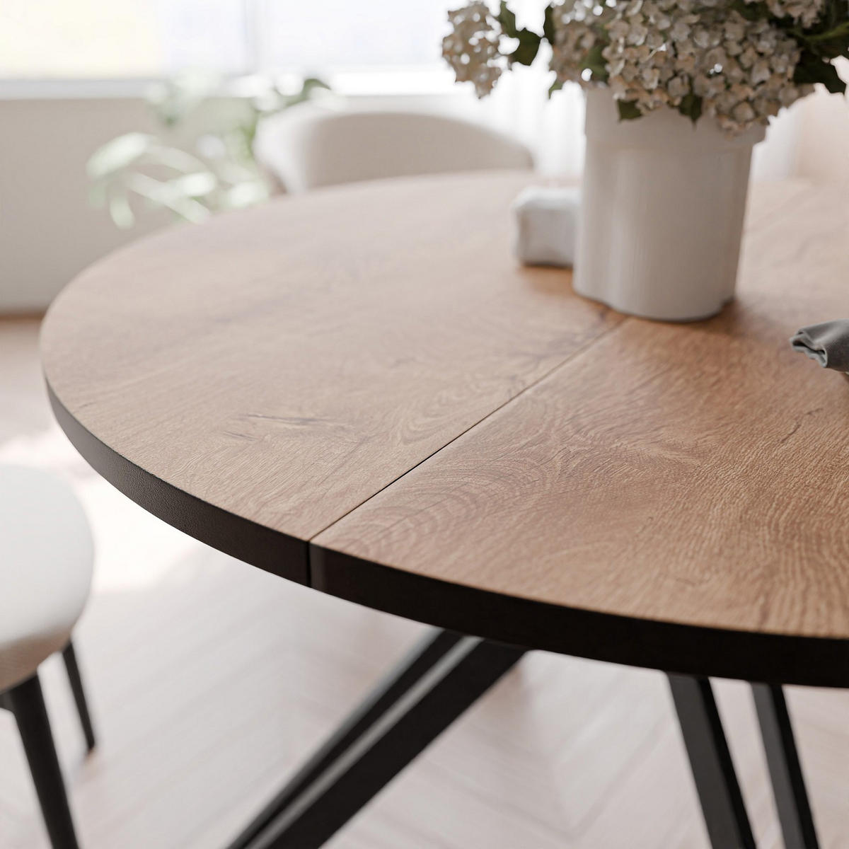ESSTISCH ausziehbar aus MDF, Braun - Schwarz/Braun, Holzwerkstoff (100/100/76cm) - Idohome