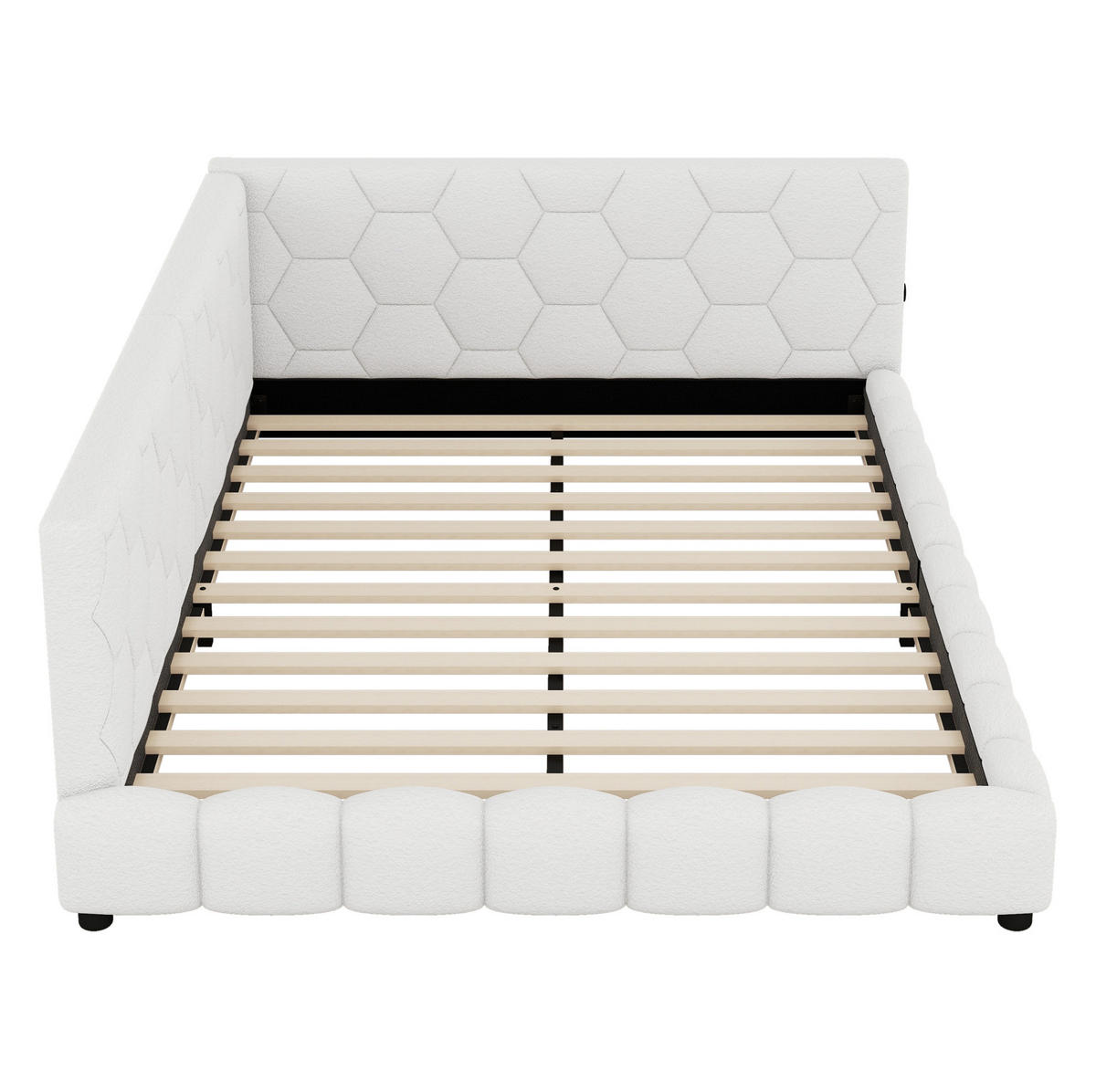 TAGESBETT 140/200 cm Weiß mit LED, USB und Typ-C ohne Matratze - Weiß, Textil (140/200cm) - MIVRAY