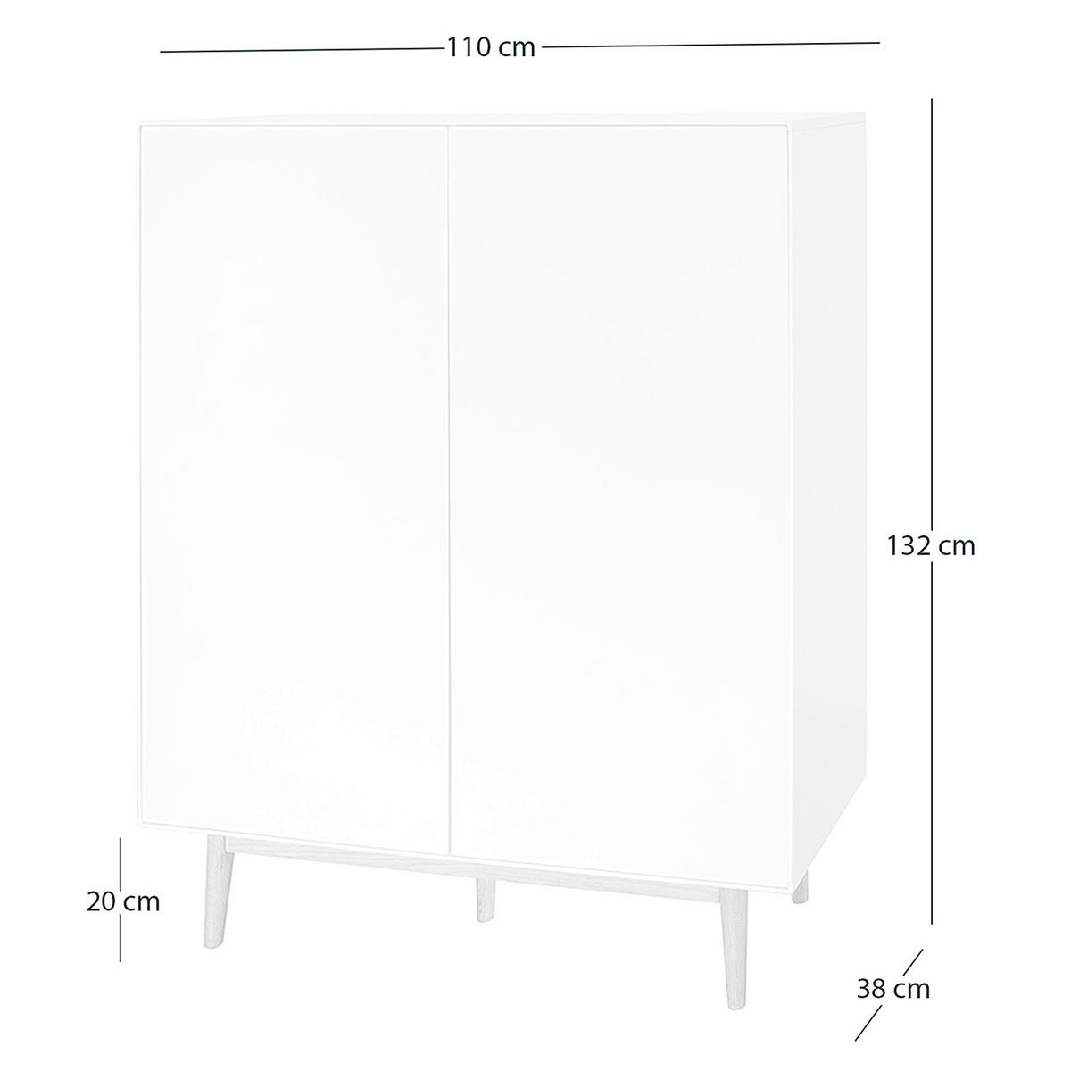 SCHUHKOMMODE mit 2 Türen - Eichefarben/Grau, Holzwerkstoff (110/132/38cm) - home24
