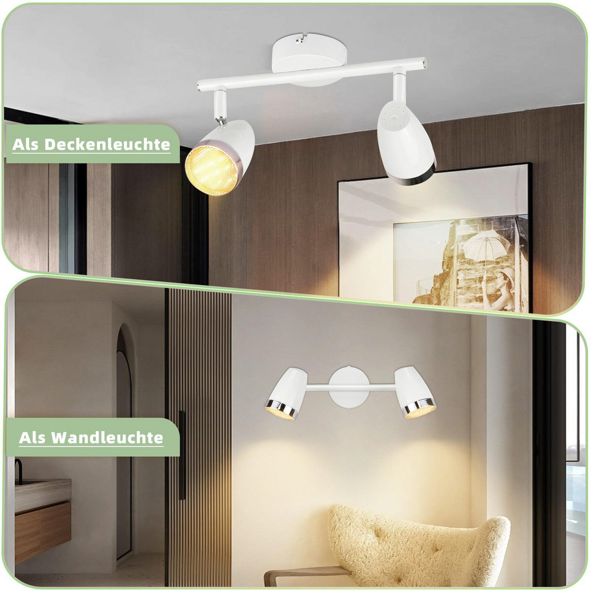 LED-DECKENSTRAHLER Li 2-flammig 25/15.5/5.6cm - Weiß, Metall (25/15.5/5.6cm) - Nettlife