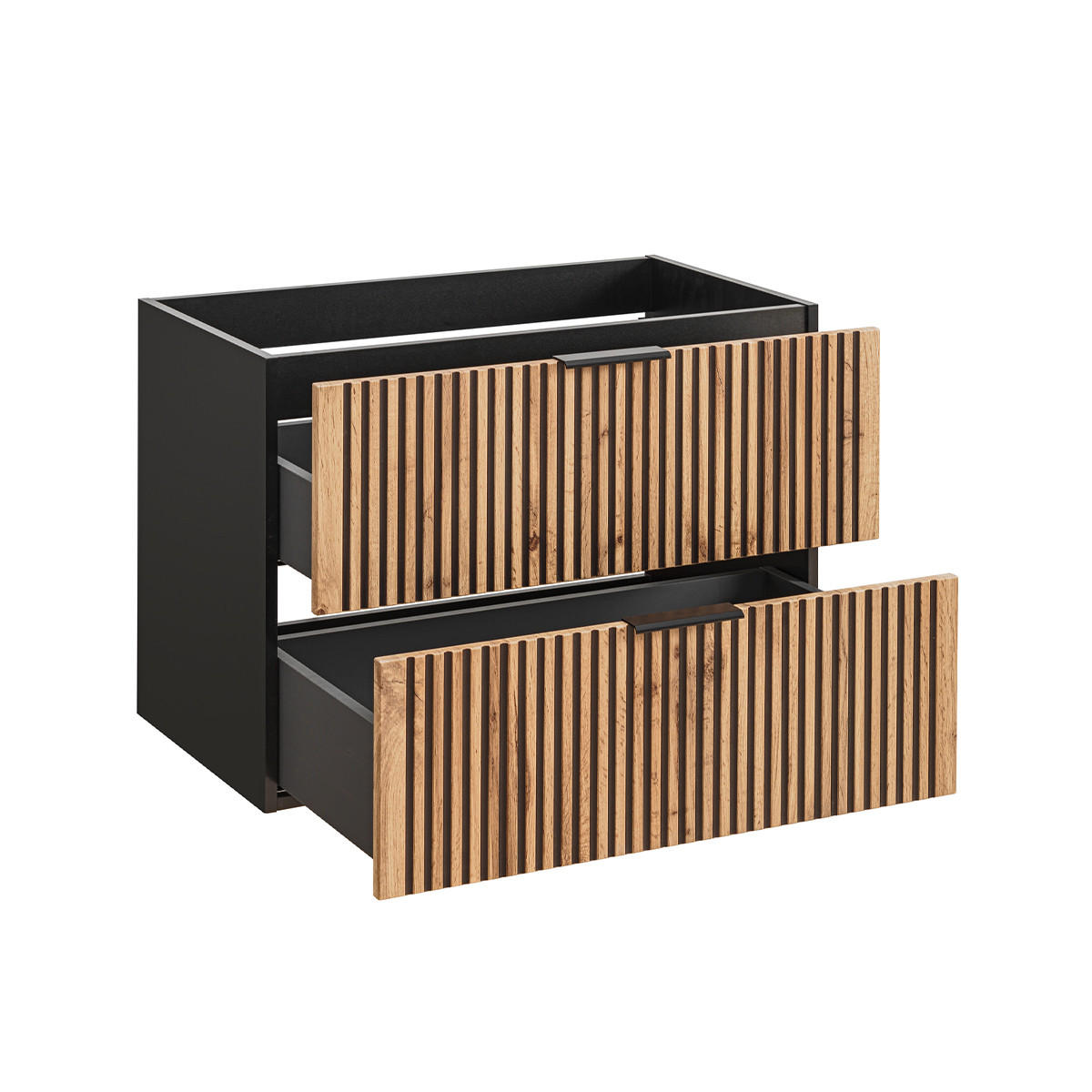 WASCHTISCHUNTERSCHRANK 80.2cm Gaia Holz in Eichenoptik und Schwarz - Schwarz, Holzwerkstoff (80.2/57/46cm) - Petits-meubles