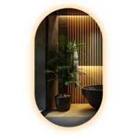 LED-SPIEGEL 46x80 cm Asymmetrisch Warmweiß 3000K - Gelb, Glas (46/80/0.4cm) - Wallfluent