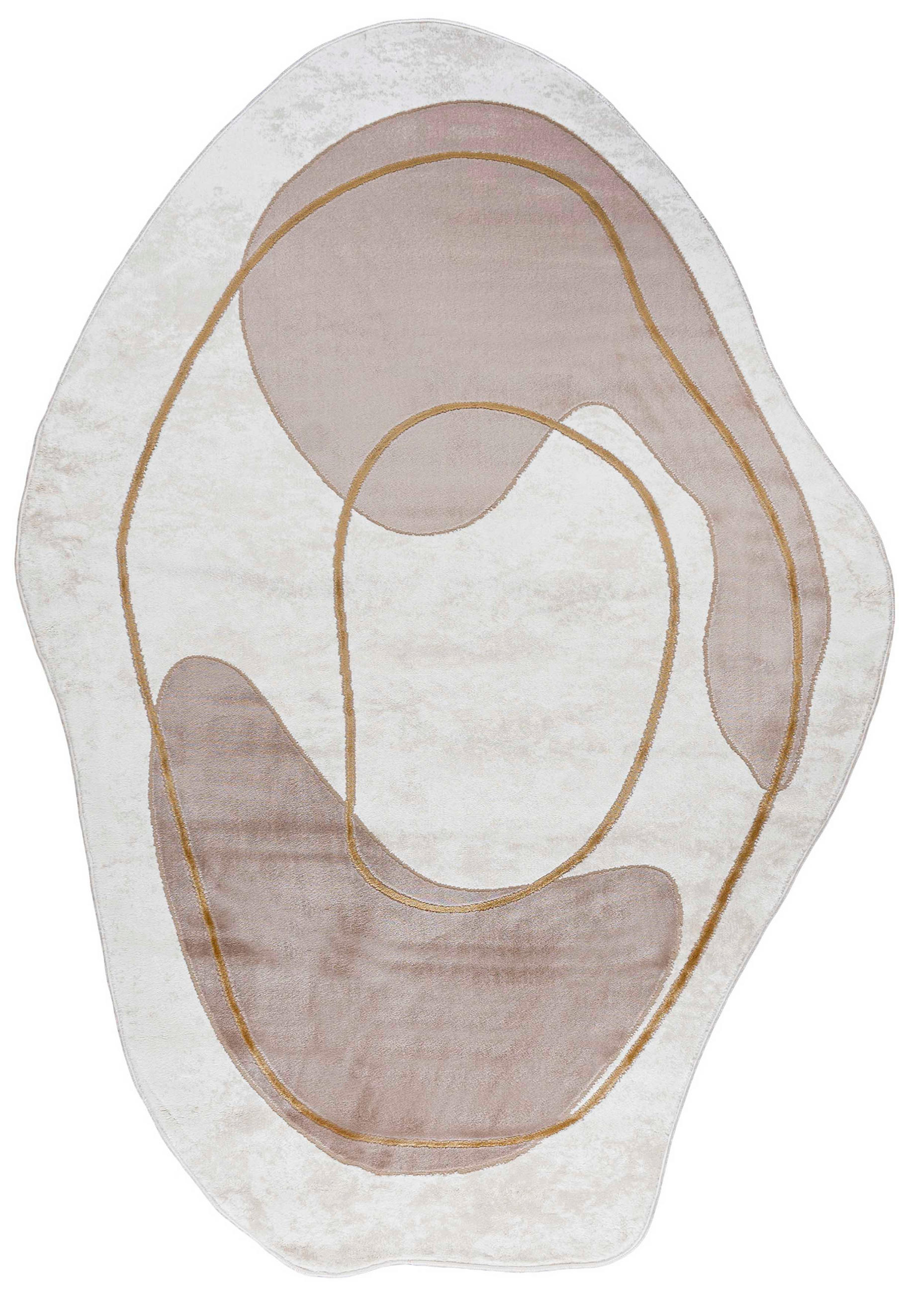 TEPPICH Beige Abstrakt - Kurzflor Unregelmäßig Unregelmäßige Form - Weiß Ecru Creme - 200 x 300 cm - Beige, Textil (200/300cm) - Mazovia